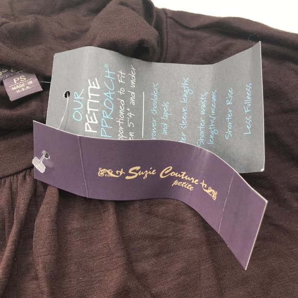 Suzie Couture Women's Turtle Neck Top Petite Small Brown New With Tags - Picture 3 of 13